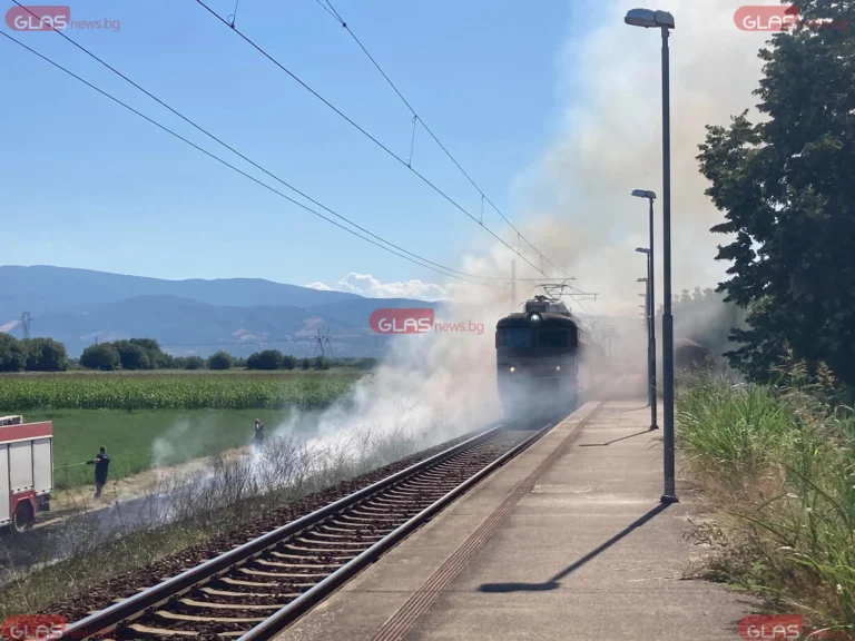 Пожар край жп спирката на село Ягодово